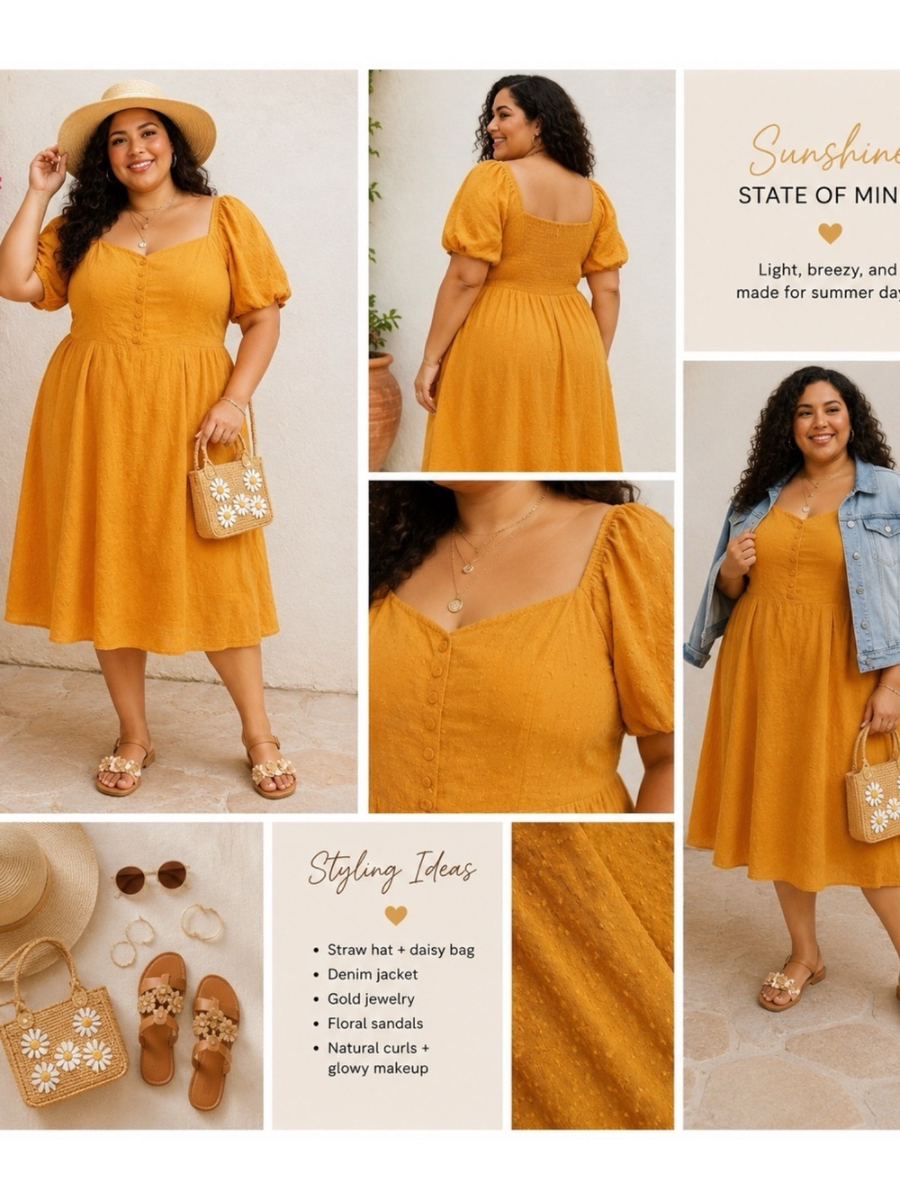 MODCLOTH Mustard Clip Dot Midi Dress
